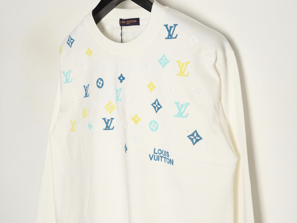 Louis Vuitton 25FW Multicolor Monogram Embroidered Ivory Long-Sleeve T-Shirt