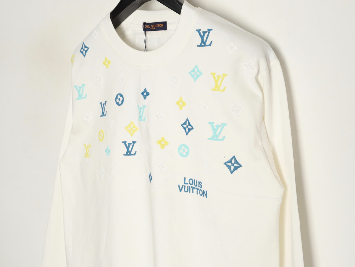 Louis Vuitton 25FW Multicolor Monogram Embroidered Ivory Long-Sleeve T-Shirt