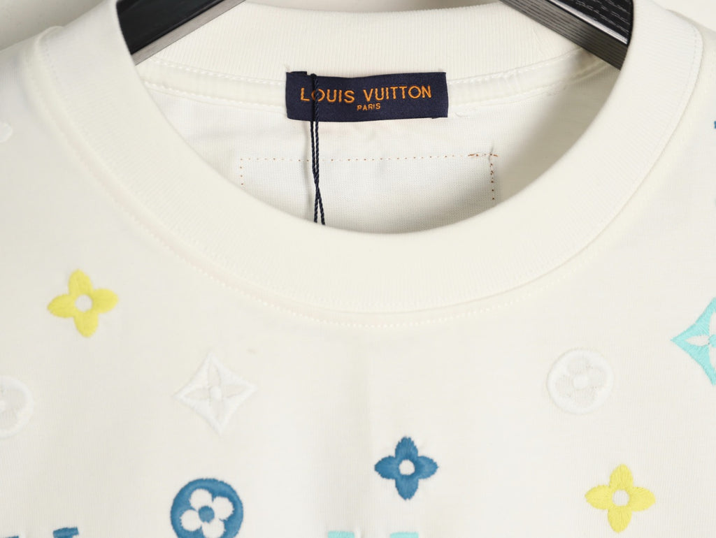 Louis Vuitton 25FW Multicolor Monogram Embroidered Ivory Long-Sleeve T-Shirt