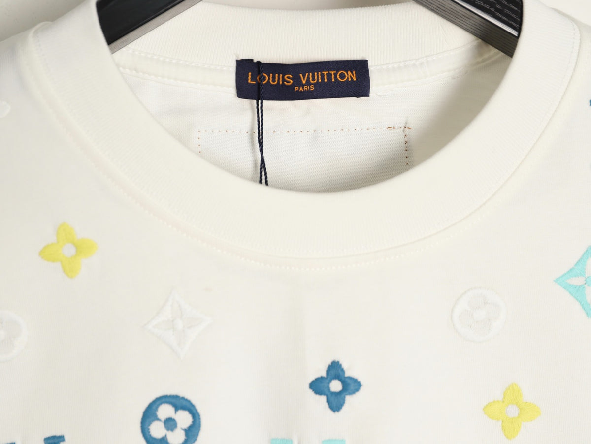 Louis Vuitton 25FW Multicolor Monogram Embroidered Ivory Long-Sleeve T-Shirt