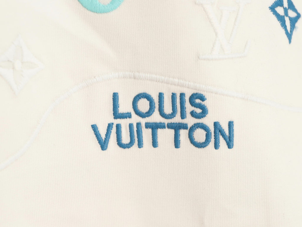 Louis Vuitton 25FW Multicolor Monogram Embroidered Ivory Long-Sleeve T-Shirt