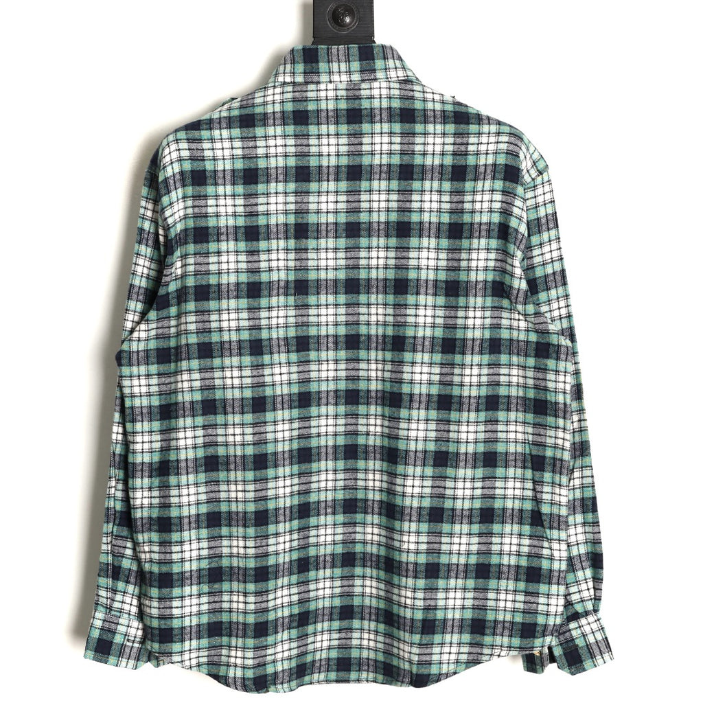 Celine Green Plaid Flannel Long-Sleeve Shirt