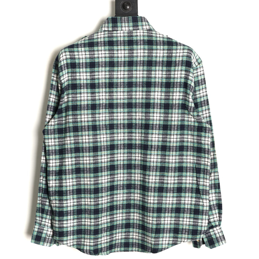Celine Green Plaid Flannel Long-Sleeve Shirt