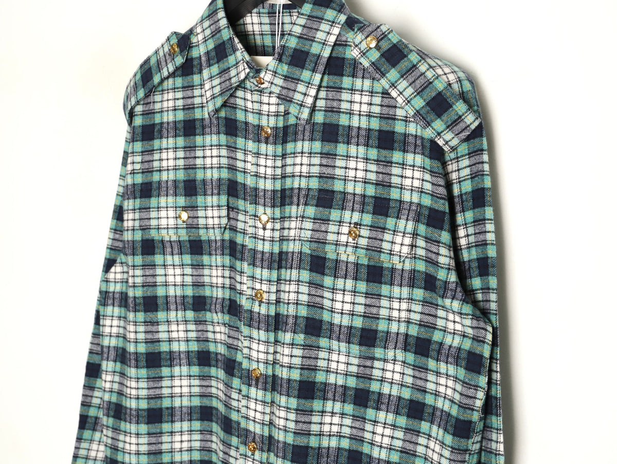 Celine Green Plaid Flannel Long-Sleeve Shirt