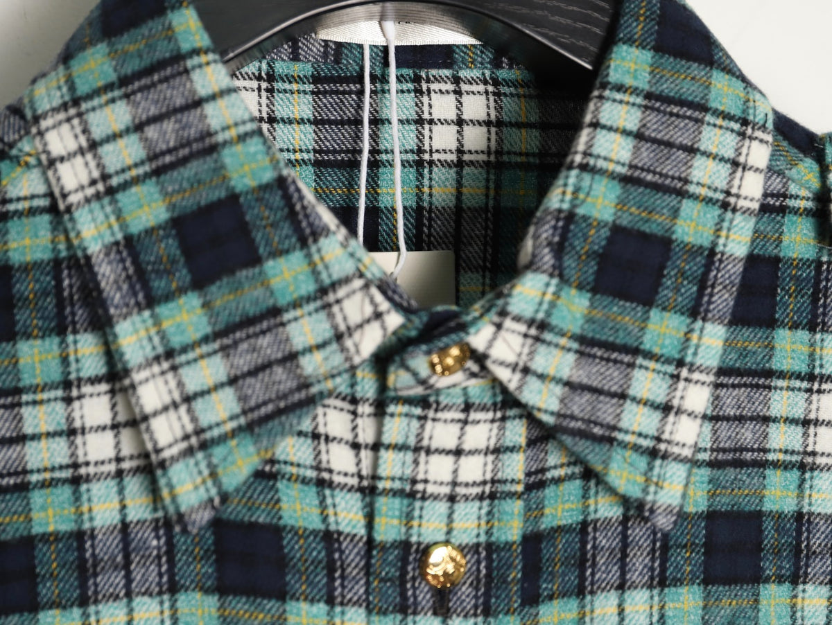 Celine Green Plaid Flannel Long-Sleeve Shirt
