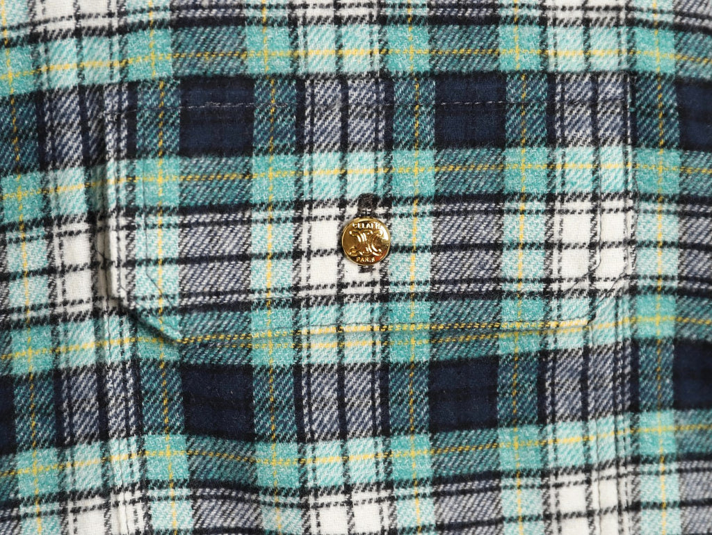 Celine Green Plaid Flannel Long-Sleeve Shirt