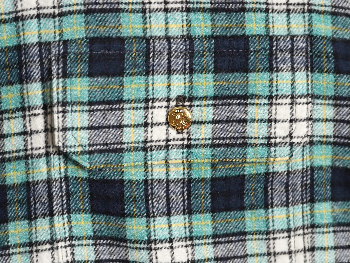 Celine Green Plaid Flannel Long-Sleeve Shirt