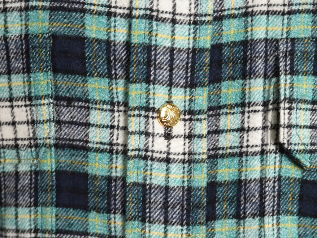 Celine Green Plaid Flannel Long-Sleeve Shirt