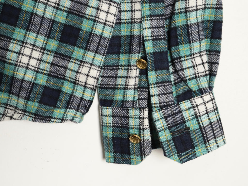 Celine Green Plaid Flannel Long-Sleeve Shirt