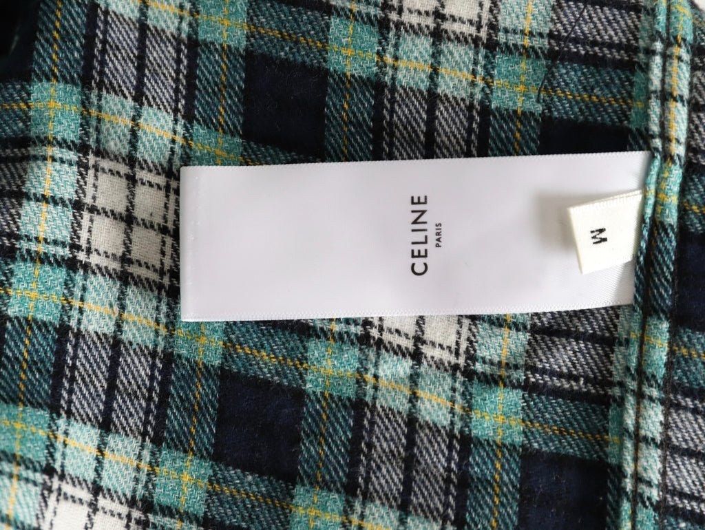 Celine Green Plaid Flannel Long-Sleeve Shirt