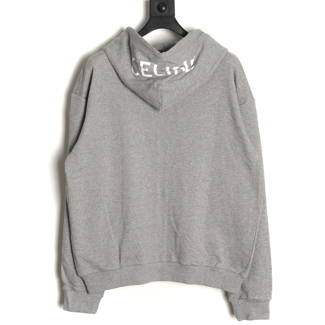 Celine Classic Capsule Logo Gray Zip-Up Hoodie