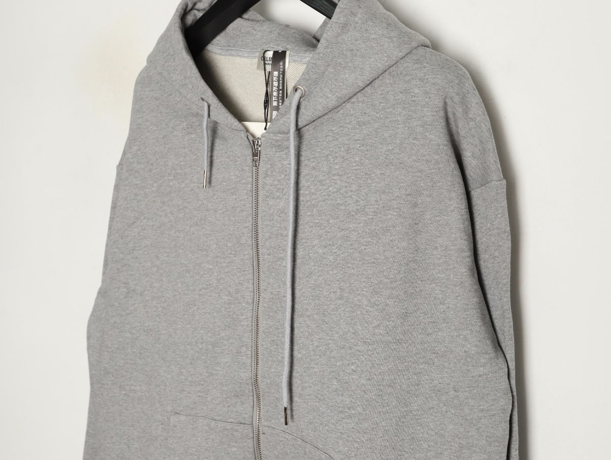 Celine Classic Capsule Logo Gray Zip-Up Hoodie