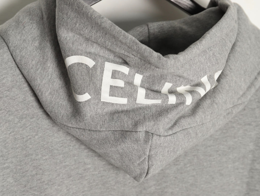 Celine Classic Capsule Logo Gray Zip-Up Hoodie