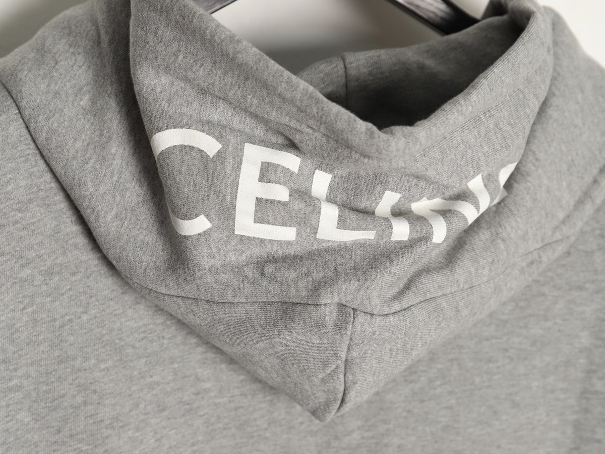 Celine Classic Capsule Logo Gray Zip-Up Hoodie