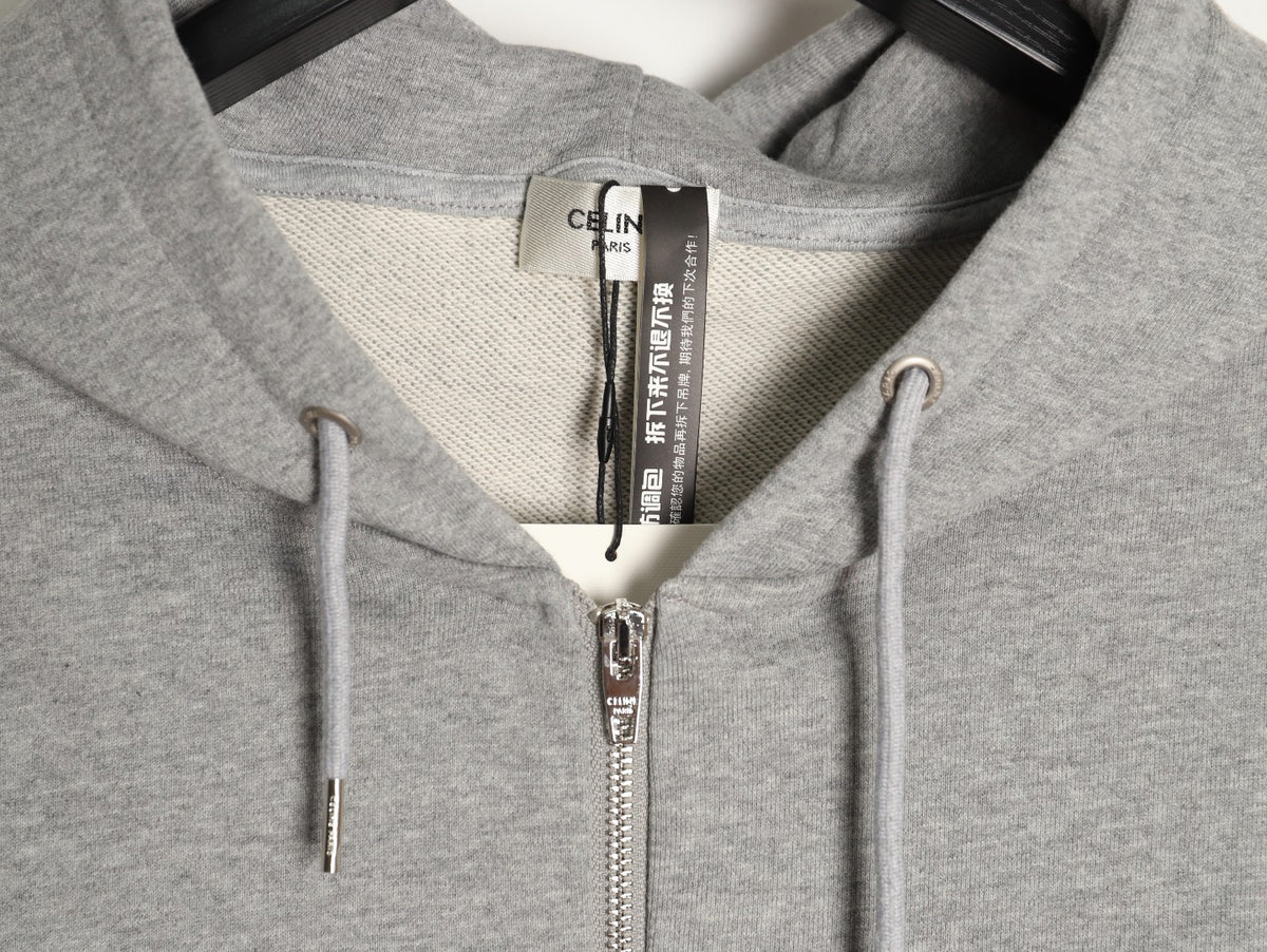Celine Classic Capsule Logo Gray Zip-Up Hoodie