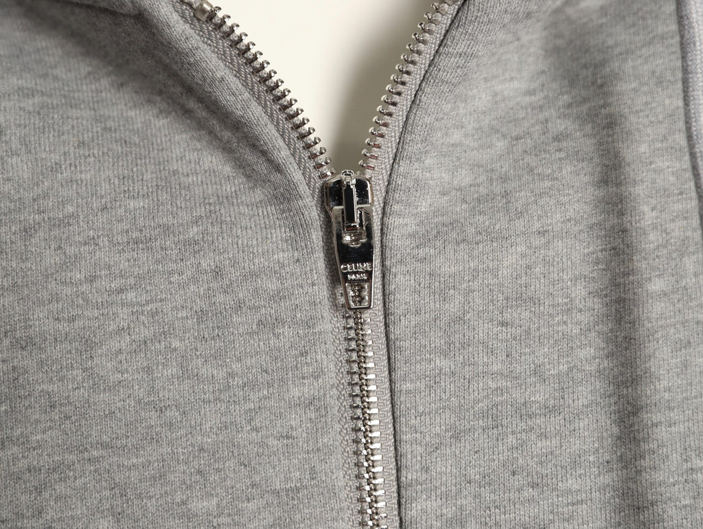 Celine Classic Capsule Logo Gray Zip-Up Hoodie