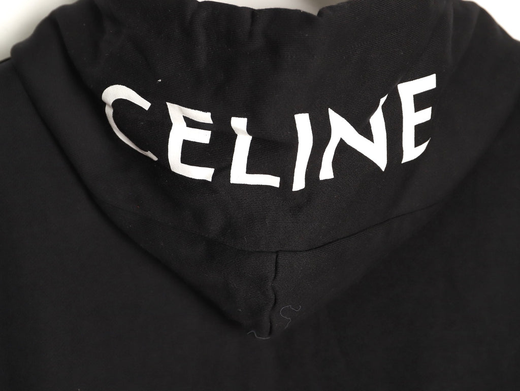 Celine Classic Capsule Logo Black Zip-Up Hoodie