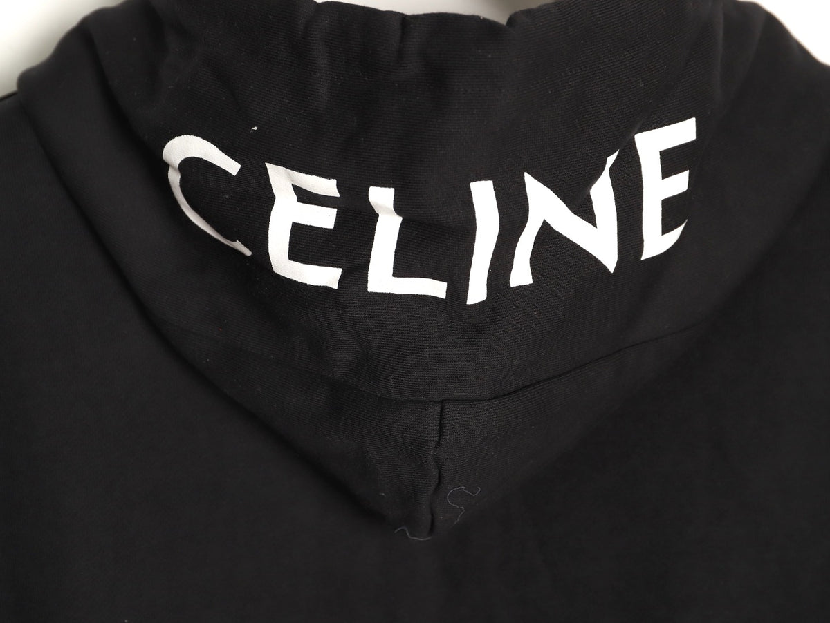 Celine Classic Capsule Logo Black Zip-Up Hoodie