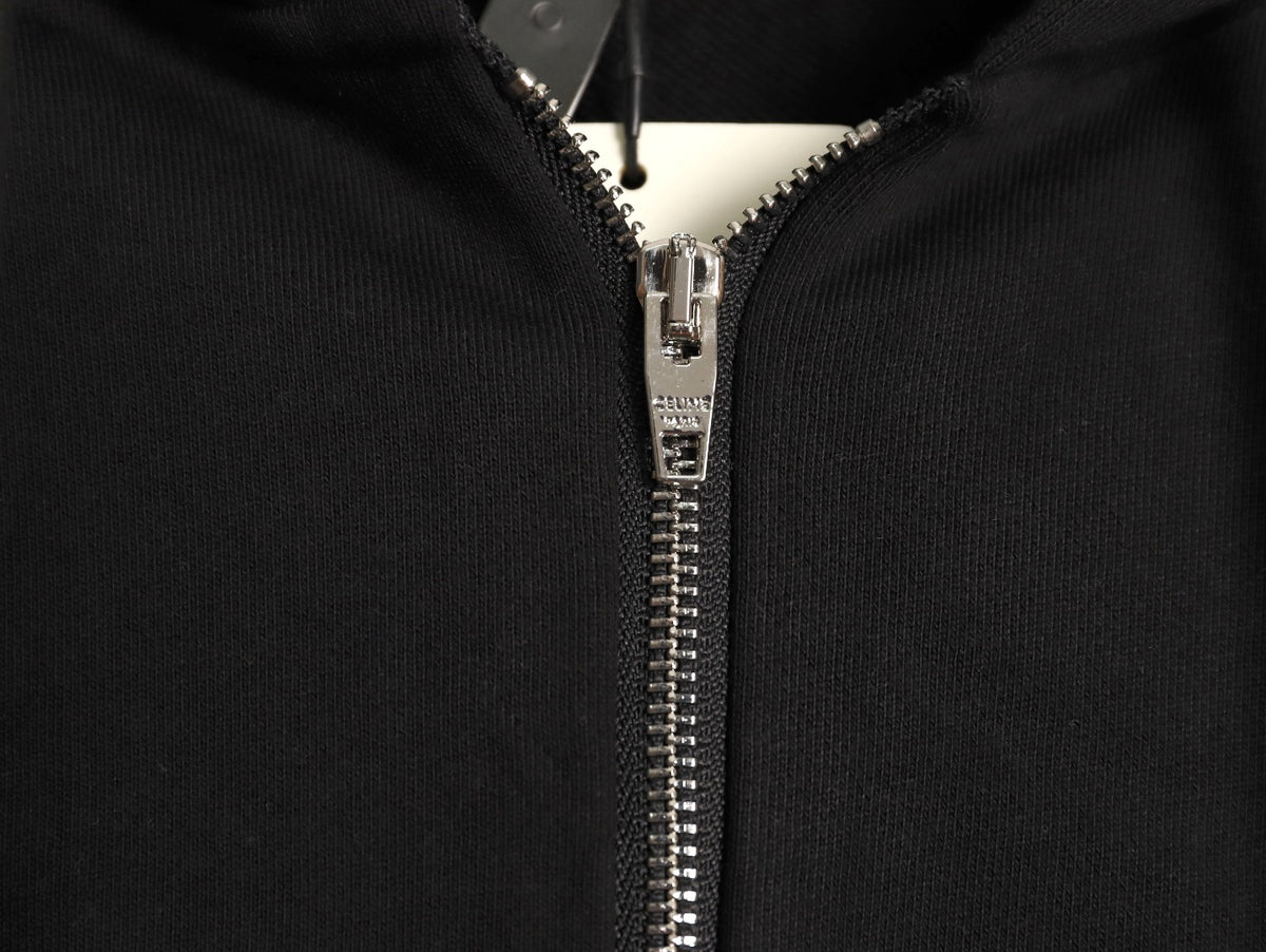 Celine Classic Capsule Logo Black Zip-Up Hoodie