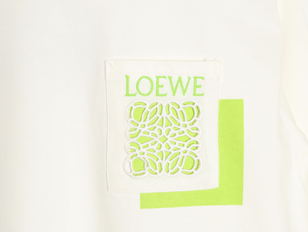 Loewe 25FW Cutout Logo Layered-Pocket Ivory Long-Sleeve T-Shirt