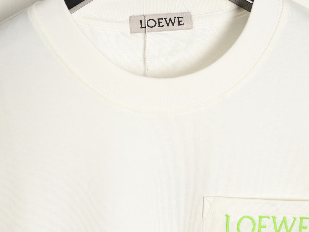 Loewe 25FW Cutout Logo Layered-Pocket Ivory Long-Sleeve T-Shirt