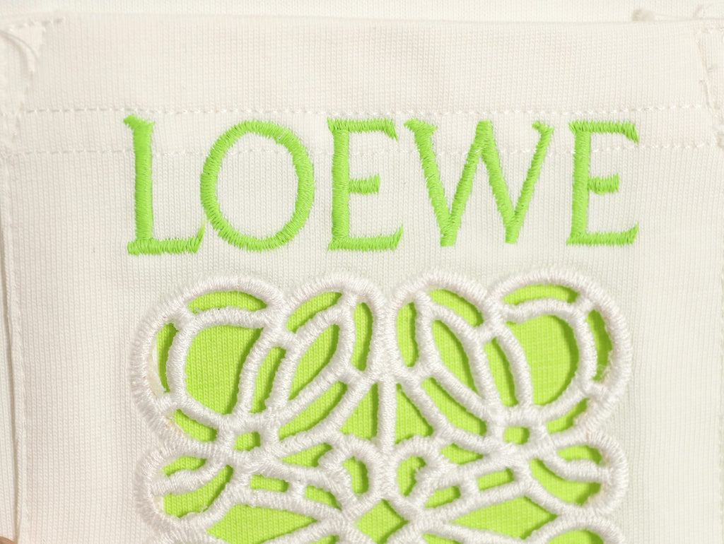 Loewe 25FW Cutout Logo Layered-Pocket Ivory Long-Sleeve T-Shirt