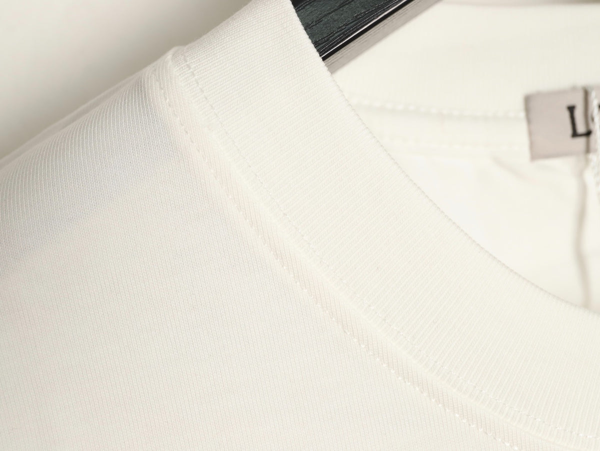 Loewe 25FW Cutout Logo Layered-Pocket Ivory Long-Sleeve T-Shirt
