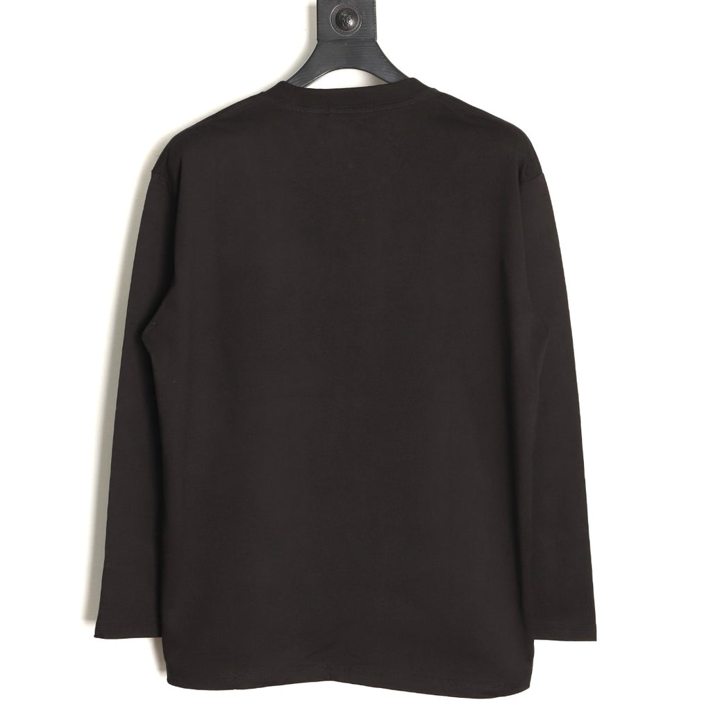 Loewe 25FW Cutout Logo Layered-Pocket Black Long-Sleeve T-Shirt