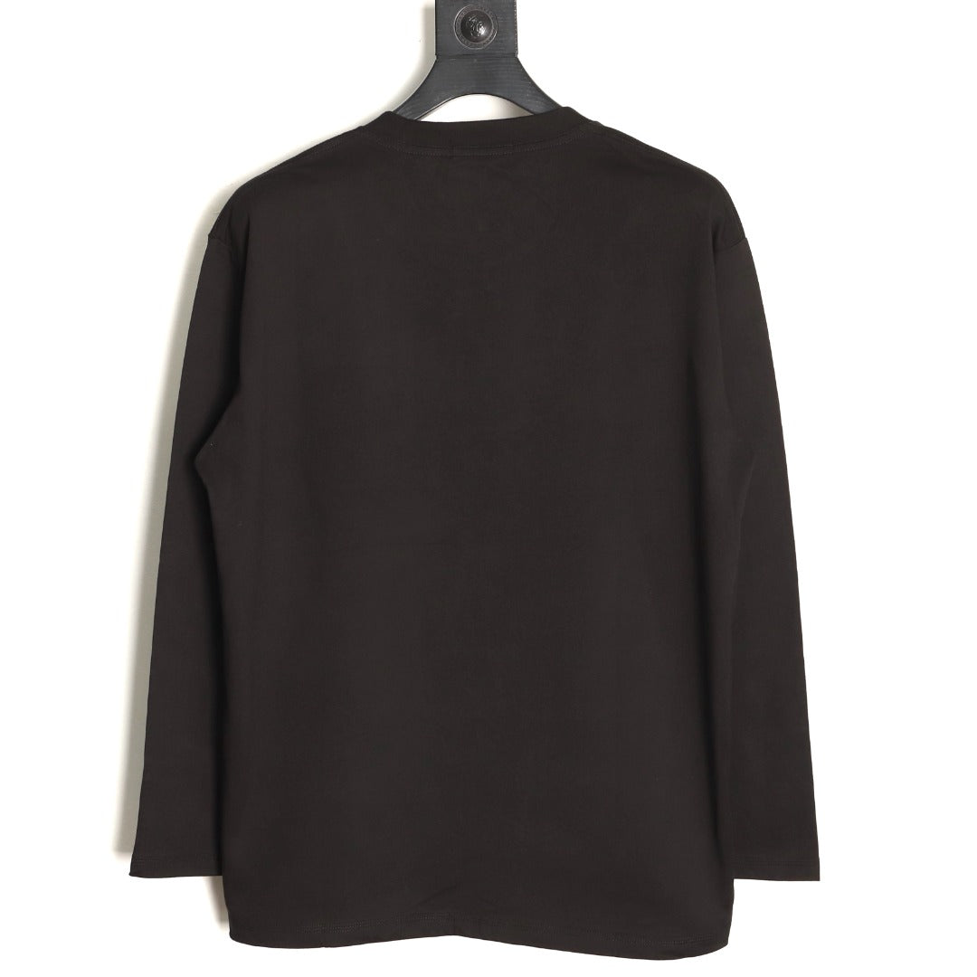 Loewe 25FW Cutout Logo Layered-Pocket Black Long-Sleeve T-Shirt