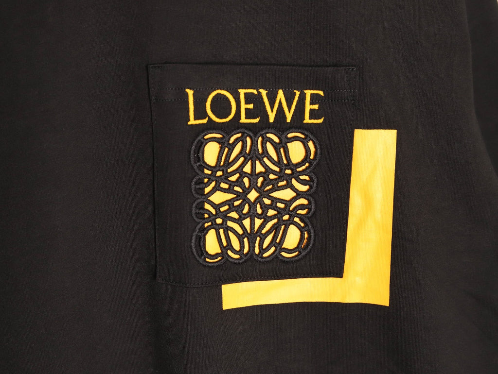 Loewe 25FW Cutout Logo Layered-Pocket Black Long-Sleeve T-Shirt