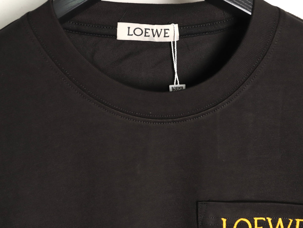Loewe 25FW Cutout Logo Layered-Pocket Black Long-Sleeve T-Shirt