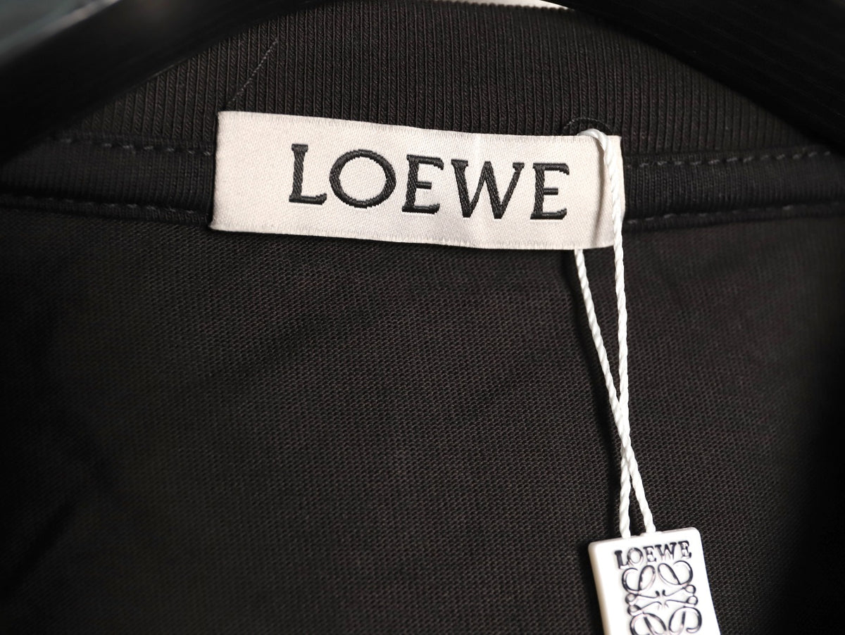 Loewe 25FW Cutout Logo Layered-Pocket Black Long-Sleeve T-Shirt