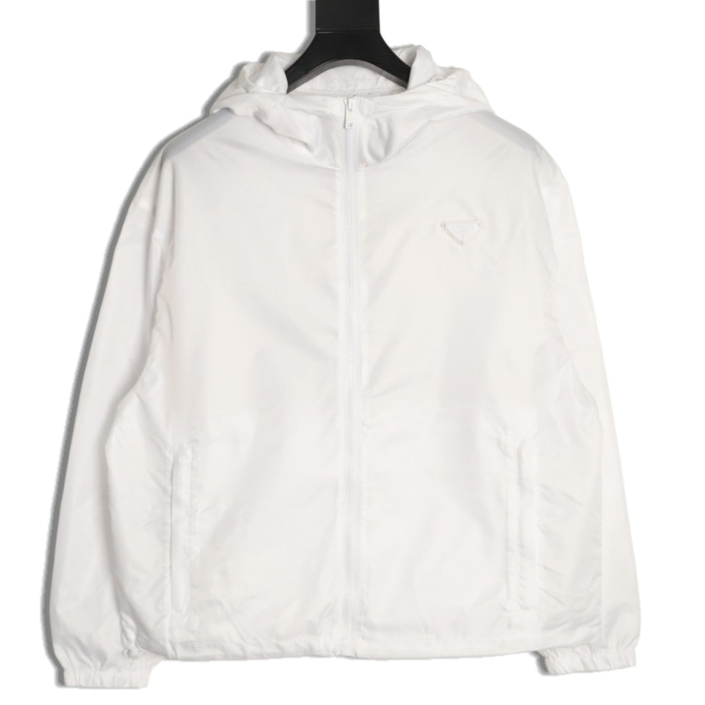 Prada PRD Triangle Logo White Hooded Jacket