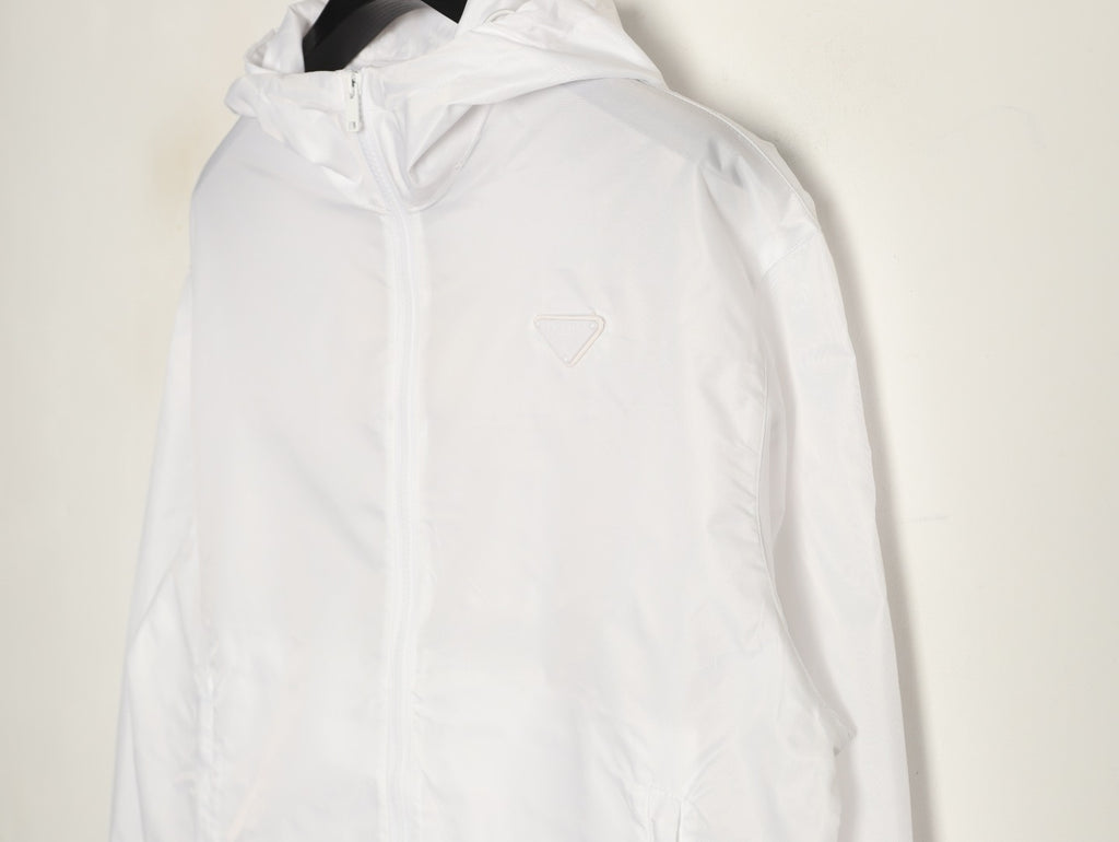 Prada PRD Triangle Logo White Hooded Jacket