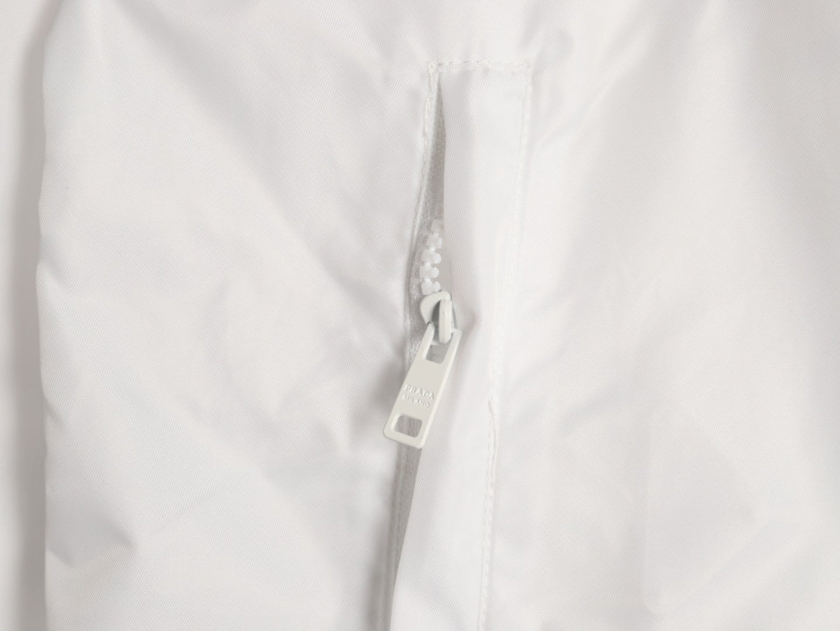 Prada PRD Triangle Logo White Hooded Jacket