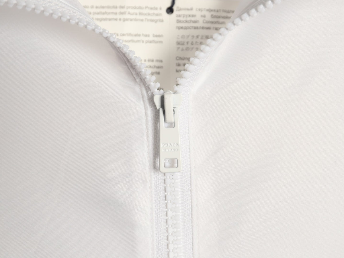 Prada PRD Triangle Logo White Hooded Jacket