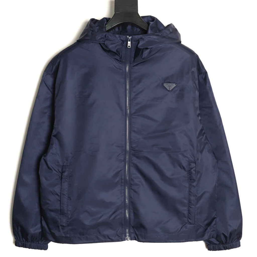 Prada PRD Triangle Logo Navy Hooded Jacket
