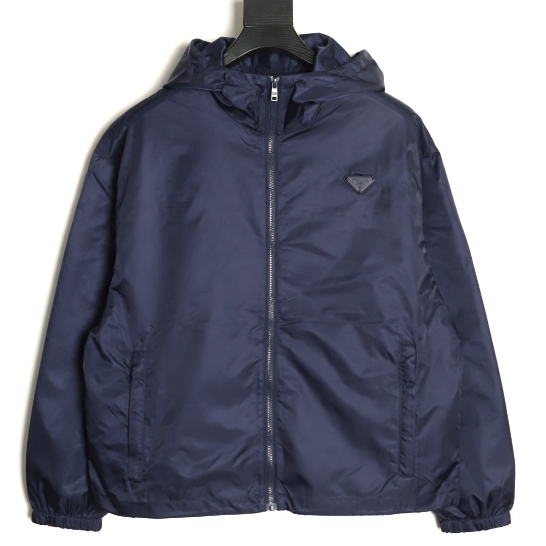 Prada PRD Triangle Logo Navy Hooded Jacket