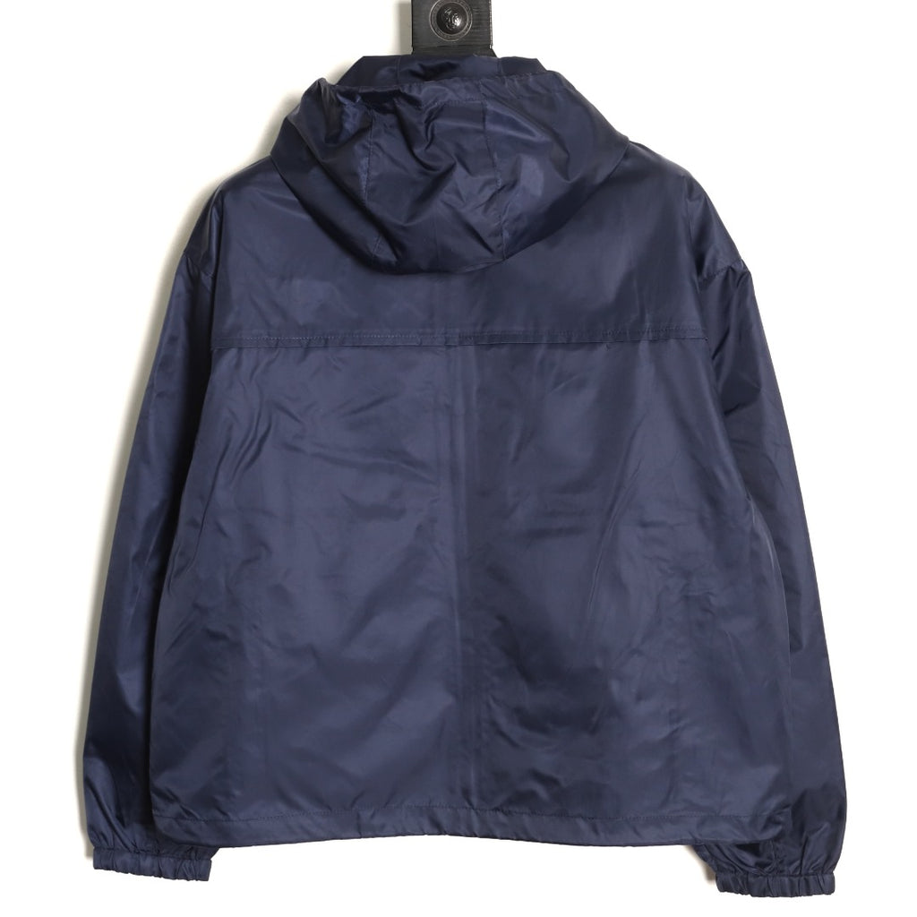 Prada PRD Triangle Logo Navy Hooded Jacket