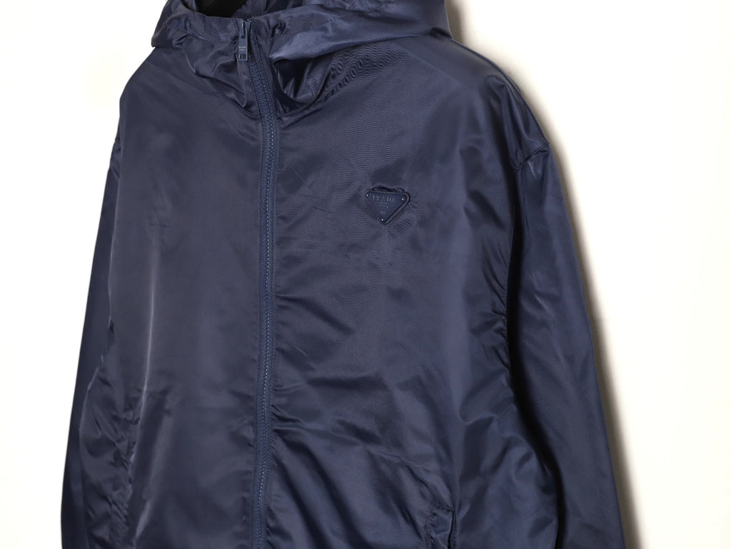 Prada PRD Triangle Logo Navy Hooded Jacket