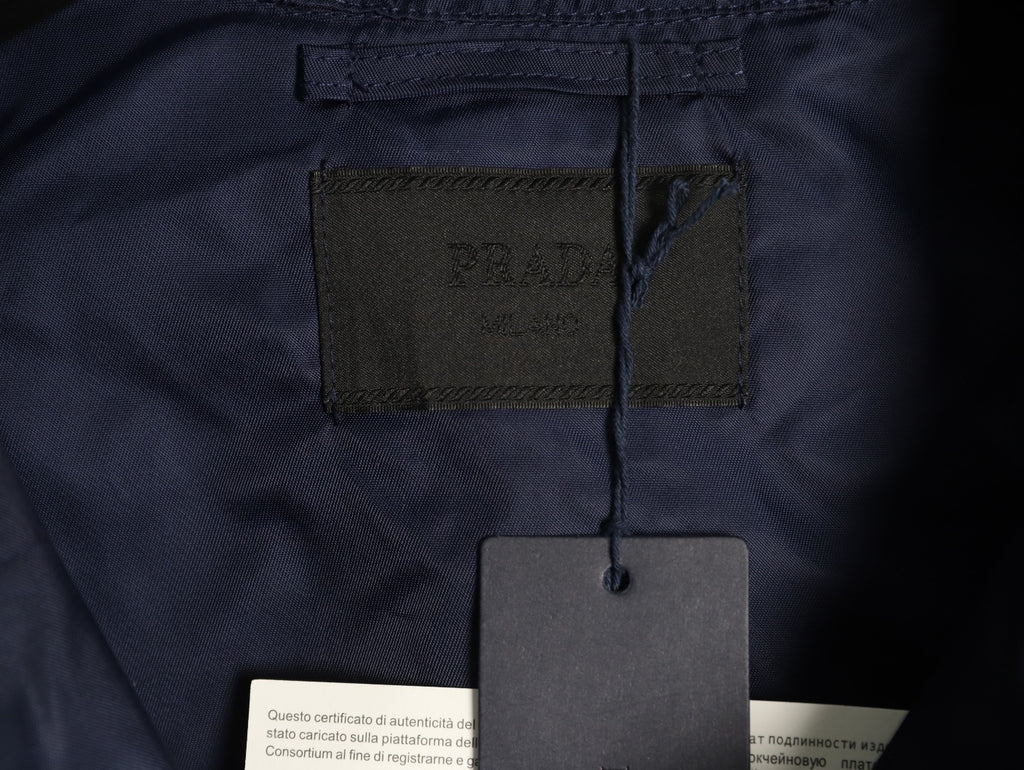 Prada PRD Triangle Logo Navy Hooded Jacket