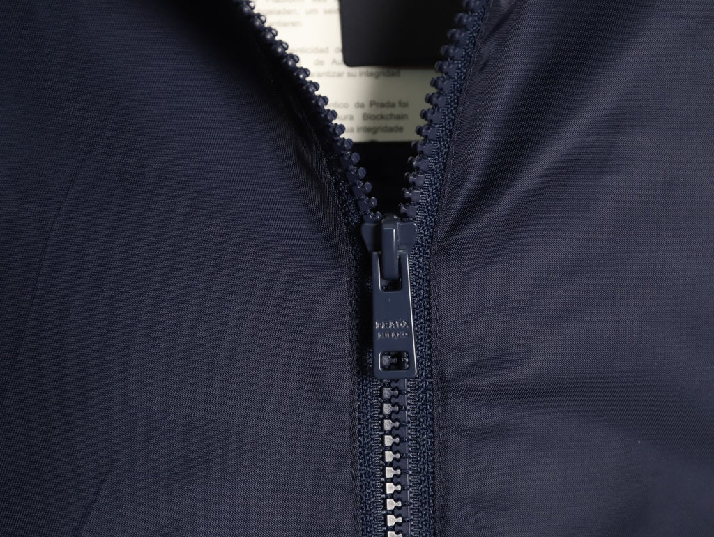 Prada PRD Triangle Logo Navy Hooded Jacket