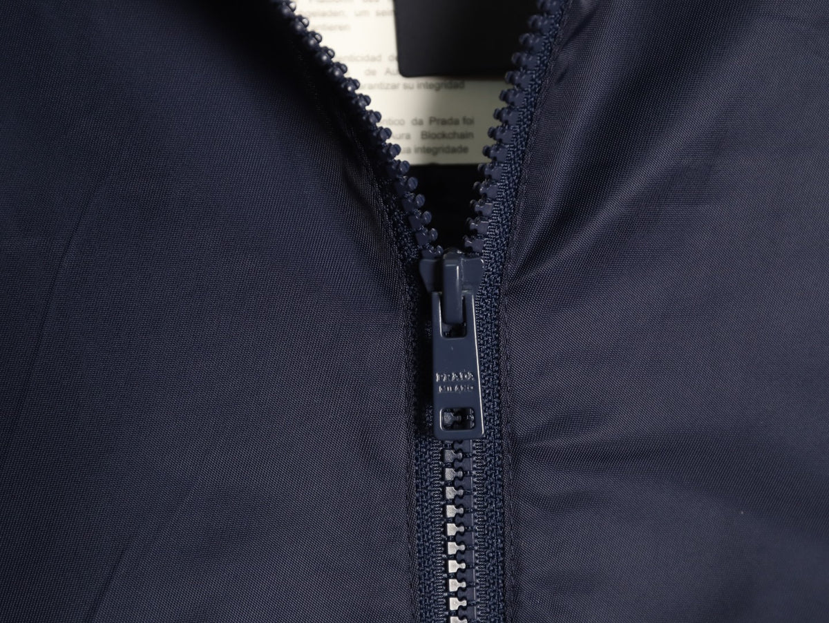 Prada PRD Triangle Logo Navy Hooded Jacket