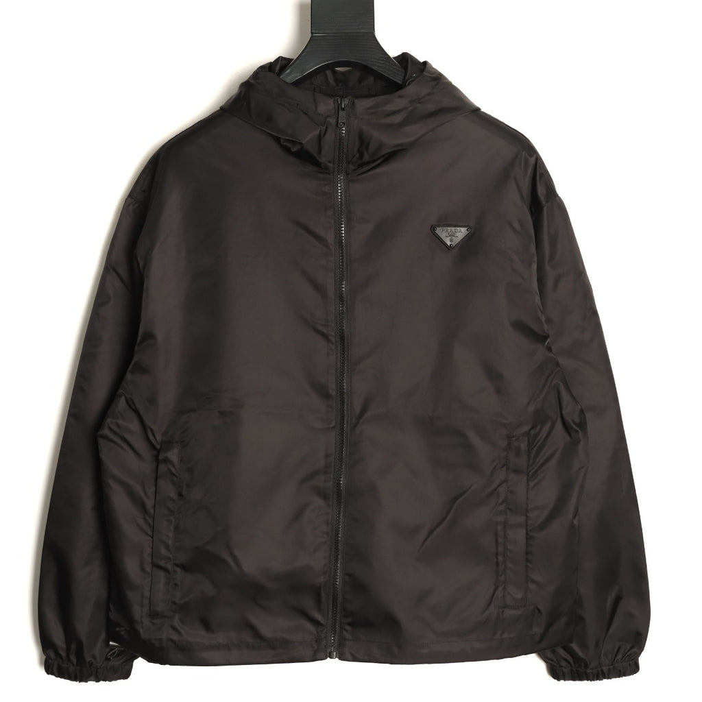 Prada PRD Triangle Logo Black Hooded Jacket