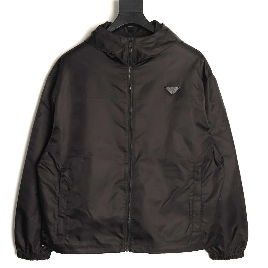 Prada PRD Triangle Logo Black Hooded Jacket