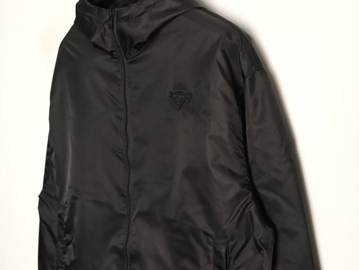 Prada PRD Triangle Logo Black Hooded Jacket