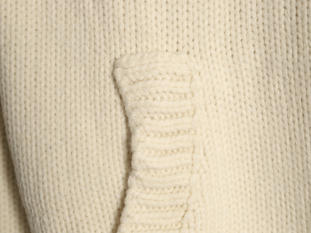 Louis Vuitton LV Leather Checkerboard Intarsia Ivory Zip-Up Knit Jacket