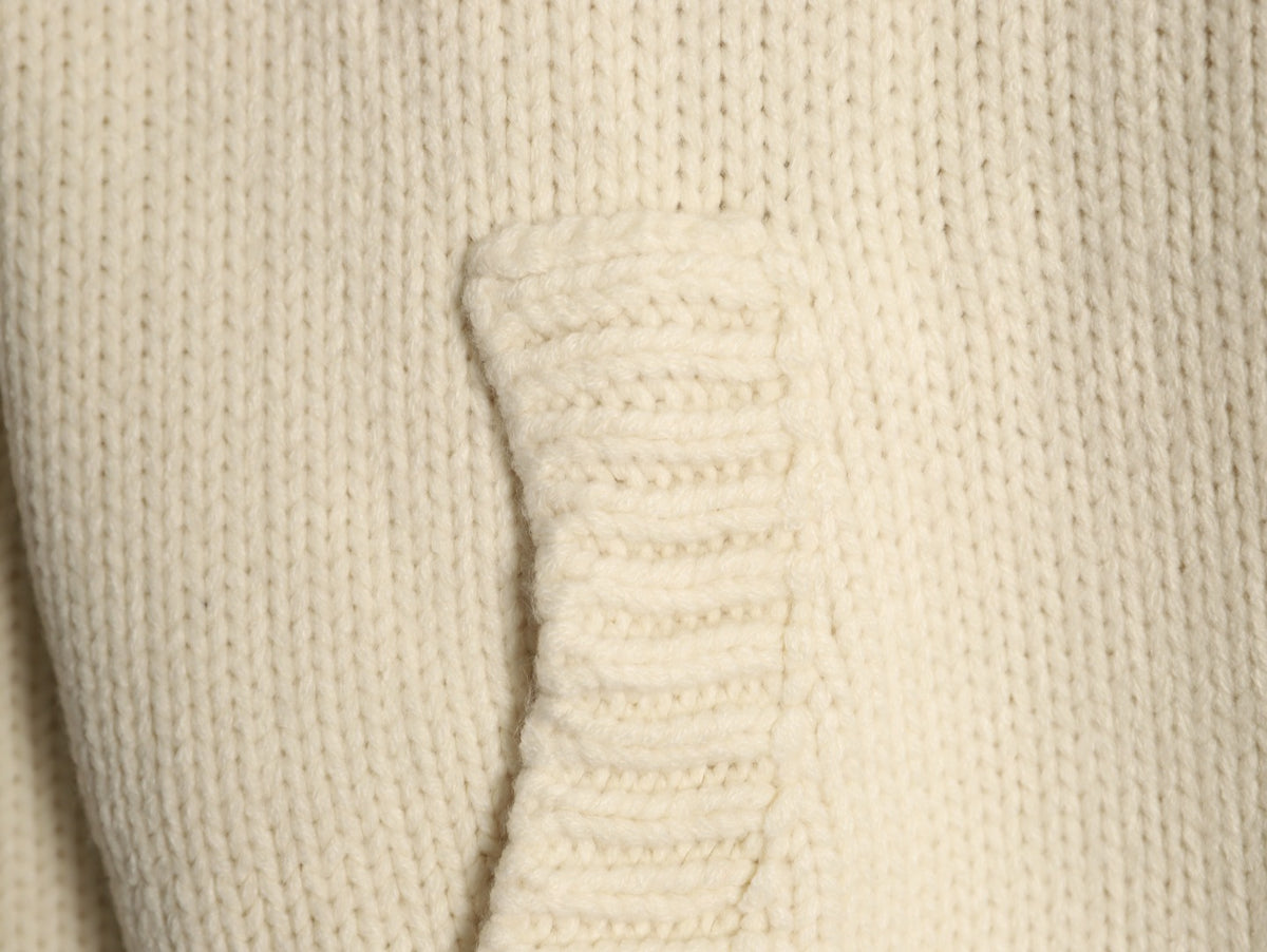 Louis Vuitton LV Leather Checkerboard Intarsia Ivory Zip-Up Knit Jacket