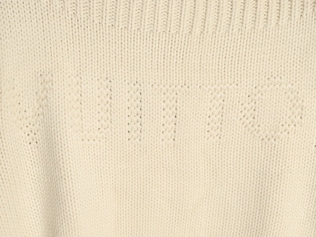Louis Vuitton LV Leather Checkerboard Intarsia Ivory Zip-Up Knit Jacket