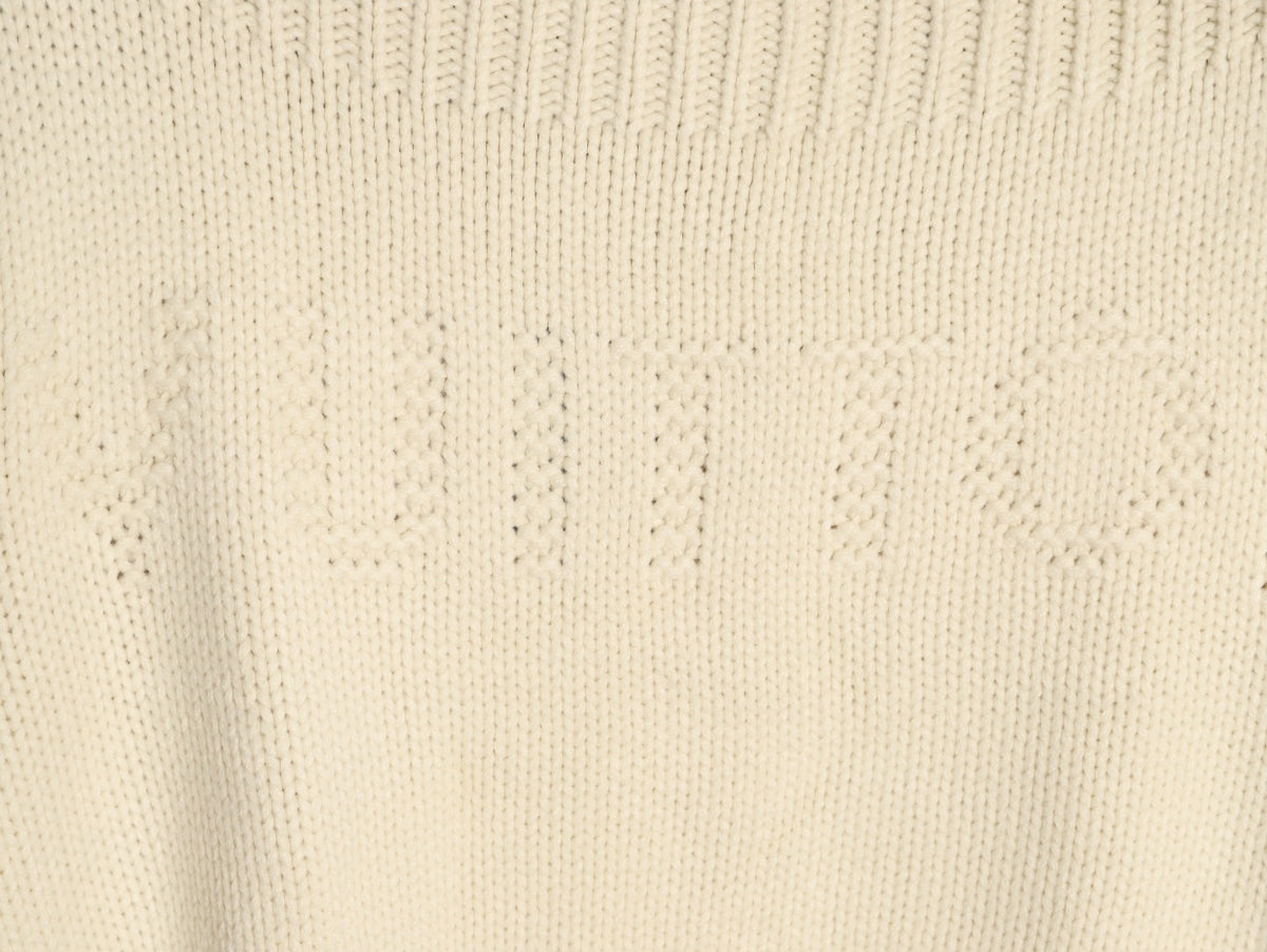 Louis Vuitton LV Leather Checkerboard Intarsia Ivory Zip-Up Knit Jacket